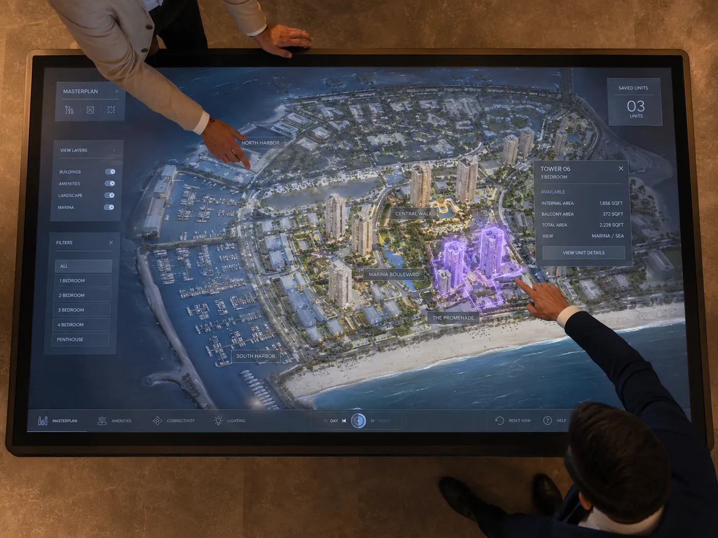 Touch table top-down view